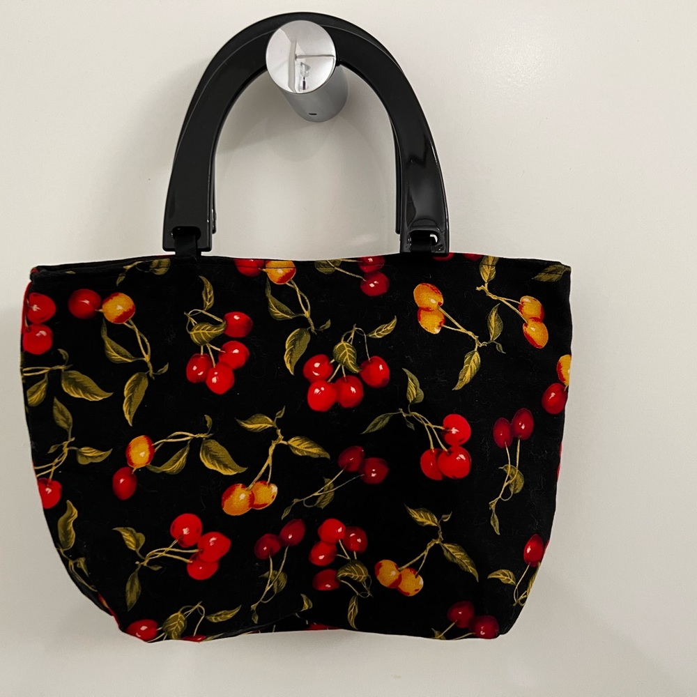 Cherry-Patterned Cloth Handbag - image 6
